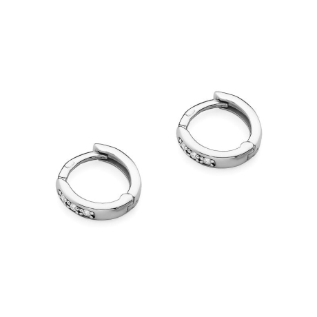 Przejdź do produktu Kolczyki z białego złota 585 z diamentami 0,08ct kółka The Diamonds