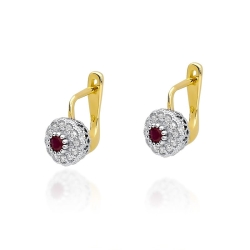 Kolczyki z żółtego złota 585 z rubinem i diamentami 0,20ct The Diamonds BKO-284-rubin