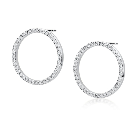 Przejdź do produktu Kolczyki z białego złota 585 z diamentami 0,40ct kółka The Diamonds
