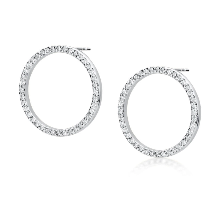 Kolczyki z białego złota 585 z diamentami 0,40ct kółka The Diamonds BKO-442-b