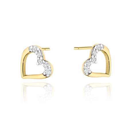 Przejdź do produktu Kolczyki z żółtego złota 585 z diamentami 0,08ct serce The Diamonds