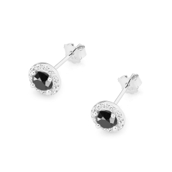 Kolczyki z białego złota 585 z czarnymi i białymi diamentami 0,24ct The Diamonds BKO-509-czarne-diamenty-b