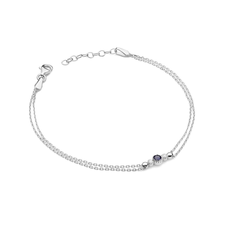 Bransoletka z białego złota 585 z szafirem i diamentami 0,029ct The Diamonds BR-005-szafir-b