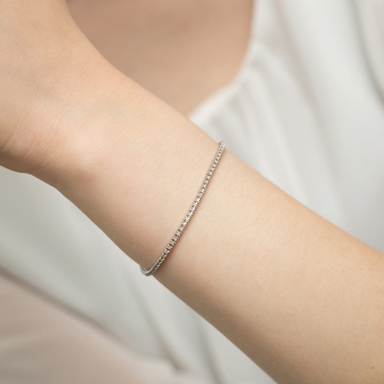 Bransoletka z białego złota 585 z diamentami 0,45ct The Diamonds BR-39150-0,45ct-b