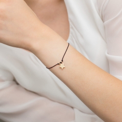 Bransoletka na sznurku żółte złoto 585 z diamentami 0,005ct gwiazdka The Diamonds BR-011