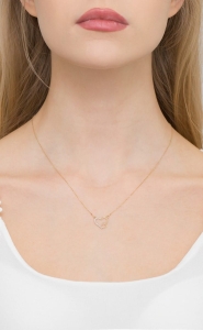 Naszyjnik z żółtego złota z diamentami 0,03ct serce The Diamonds BC-03