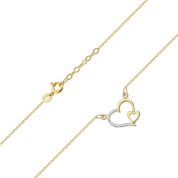 Naszyjnik z żółtego złota z diamentami 0,03ct serce The Diamonds BC-03