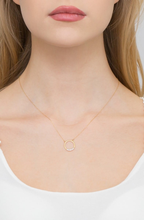 Naszyjnik z żółtego złota z diamentami 0,04ct The Diamonds BC-20