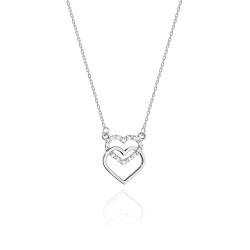 Naszyjnik z białego złota z diamentami 0,05ct serca The Diamonds BC-25-b