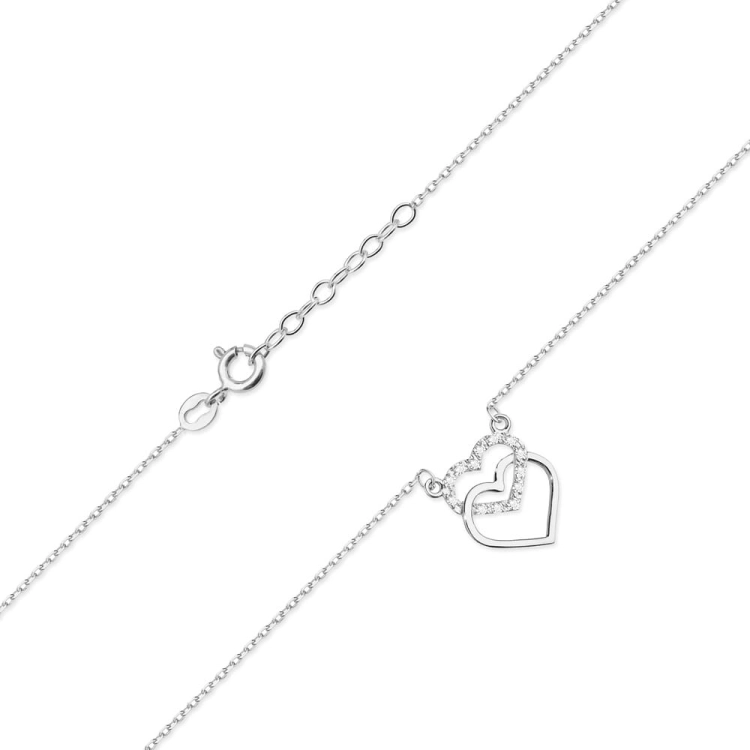 Naszyjnik z białego złota z diamentami 0,05ct serca The Diamonds BC-25-b