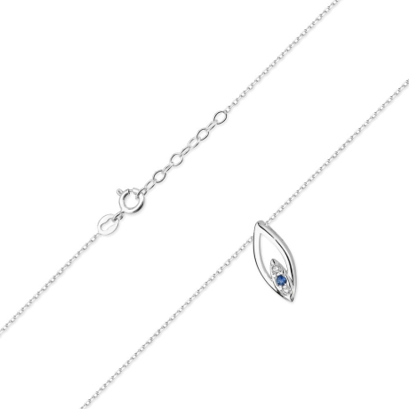 Przejdź do produktu Naszyjnik z białego złota z szafirem i diamentami 0,03ct The Diamonds 