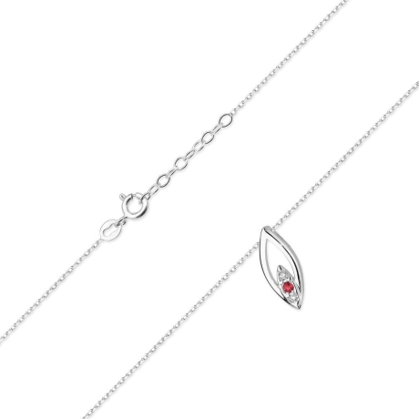 Przejdź do produktu Naszyjnik z białego złota z rubinem i diamentami 0,03ct The Diamonds 