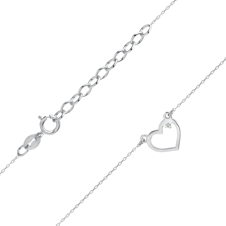 Naszyjnik z białego złota z diamentem 0,005ct serce The Diamonds BC-34-b