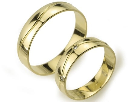 Obrączki ślubne z żółtego złota półokrągłe z cyrkoniami 5mm Always A004