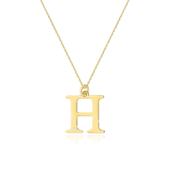Naszyjnik z żółtego złota z diamentem 0,005ct mała literka H The Diamonds BC-69-mała-H