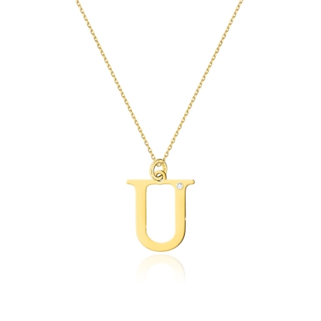 Przejdź do produktu Naszyjnik z żółtego złota z diamentem 0,005ct mała literka U The Diamonds