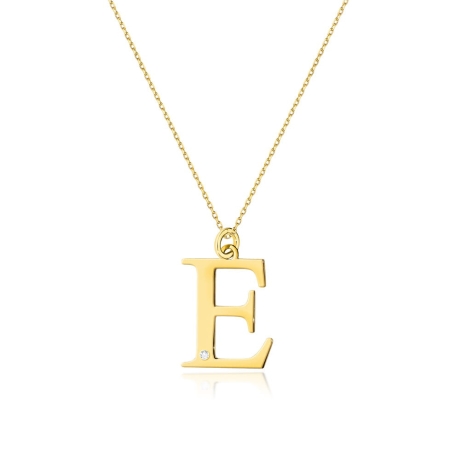 Przejdź do produktu Naszyjnik z żółtego złota z diamentem 0,005ct duża litera E The Diamonds