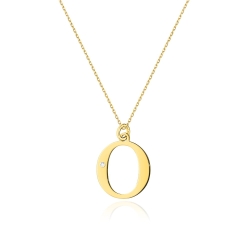 Naszyjnik z żółtego złota z diamentem 0,005ct duża litera O The Diamonds BC-70-O