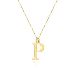 Naszyjnik z żółtego złota z diamentem 0,005ct duża litera P The Diamonds BC-70-P