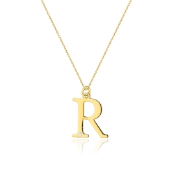 Naszyjnik z żółtego złota z diamentem 0,005ct duża litera R The Diamonds BC-70-R