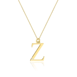 Naszyjnik z żółtego złota z diamentem 0,005ct duża litera Z The Diamonds BC-70-Z