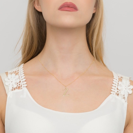 Przejdź do produktu Naszyjnik z żółtego złota z diamentem 0,005ct duża litera Z The Diamonds 