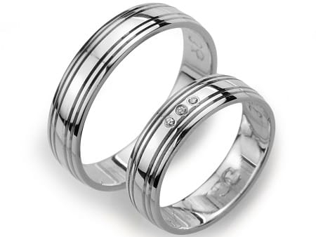 Obrączki ślubne z białego złota półokrągłe z cyrkoniami 5mm Always  A036-b