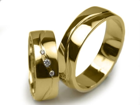 Przejdź do produktu Obrączki ślubne z żółtego złota półokrągłe z cyrkoniami 6mm Estetic