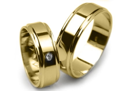 Przejdź do produktu Obrączki ślubne z żółtego złota płaskie z cyrkonią 6mm Estetic