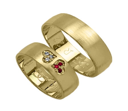 Obrączki ślubne z żółtego złota półokrągłe z cyrkoniami 6mm Remember R022