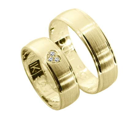Obrączki ślubne z żółtego złota półokrągłe z cyrkoniami 6mm Remember R004