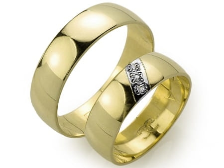 Obrączki ślubne z żółtego złota półokrągłe z cyrkoniami 6mm Always A002