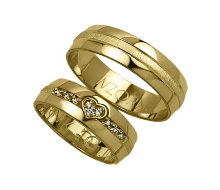 Przejdź do produktu Obrączki ślubne z żółtego złota półokrągłe z cyrkoniami 6mm Remember