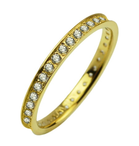 Obrączka modułowa z żółtego złota płaska cyrkonie 2mm Modular M001