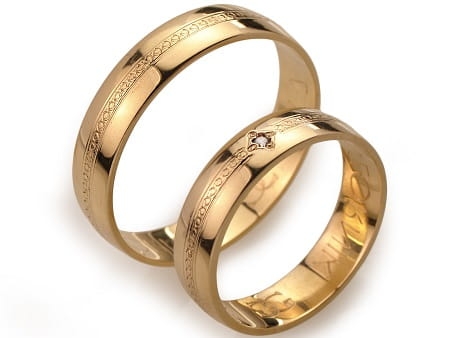 Obrączki ślubne z różowego złota półokrągłe z cyrkonią 5mm Always A007-r