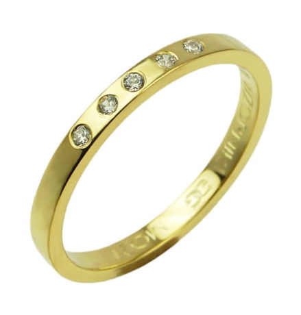 Przejdź do produktu Obrączka modułowa z żółtego złota płaska cyrkonie 2mm Modular 
