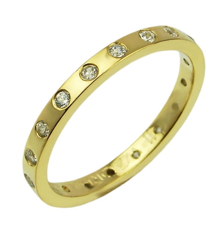 Obrączka modułowa z żółtego złota płaska cyrkonie 2mm Modular M023