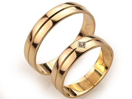 Obrączki ślubne z różowego złota półokrągłe z cyrkonią 5mm Always A008-r