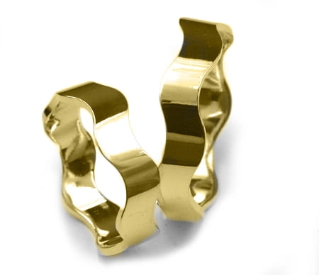 Obrączki ślubne z żółtego złota płaskie fala 5,5mm Harmony H002