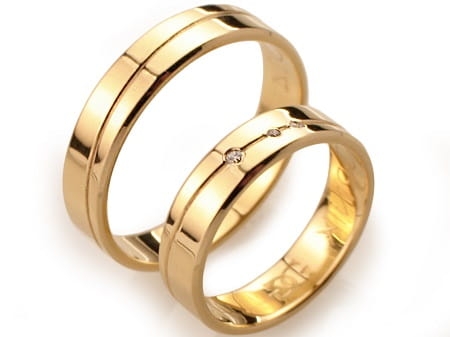 Obrączki ślubne z różowego złota płaskie z cyrkoniami 5mm Always  A014-r