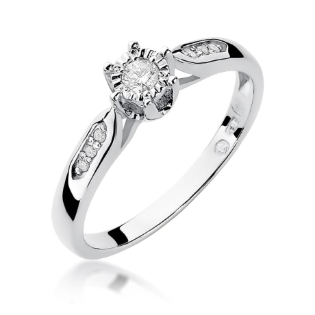 Przejdź do produktu Pierścionek zaręczynowy z białego złota z diamentami 0,11ct Fire Of Love 