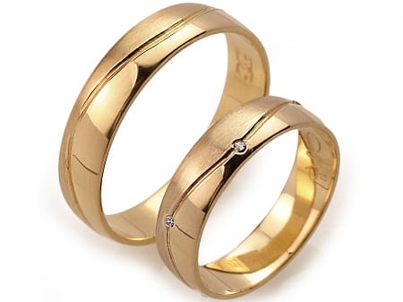 Obrączki ślubne z rózowego złota półokrągłe z cyrkoniami 5mm Always A016-r