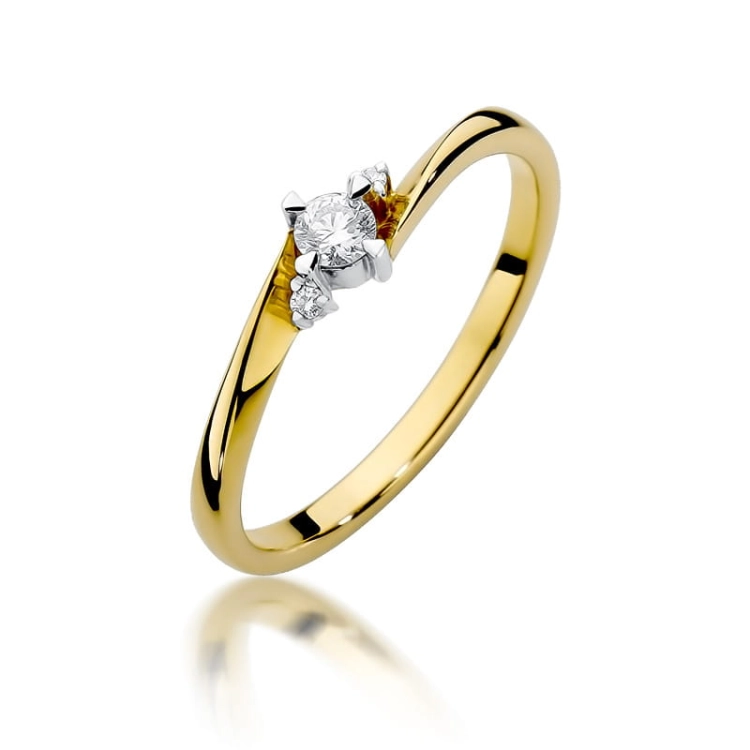 Pierścionek zaręczynowy z żółtego złota z diamentami 0,12ct Fire Of Love BW-346-0,12ct