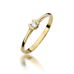 Pierścionek zaręczynowy z żółtego złota z diamentem 0,09ct Fire Of Love BW-370