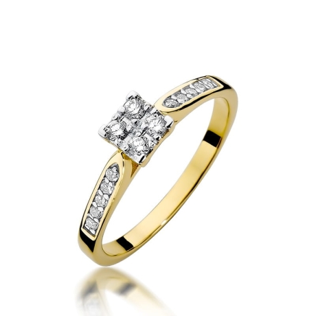 Przejdź do produktu Pierścionek zaręczynowy z żółtego złota z diamentami 0,16ct Fire Of Love
