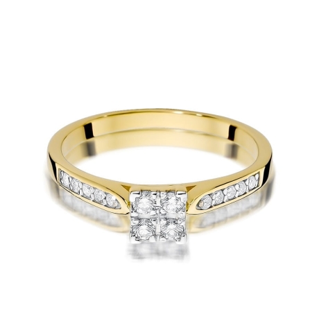 Przejdź do produktu Pierścionek zaręczynowy z żółtego złota z diamentami 0,16ct Fire Of Love