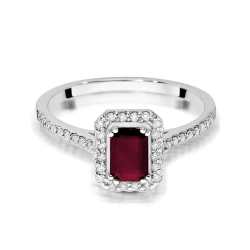 Pierścionek zaręczynowy z białego złota z rubinem i diamentami 0,19ct Fire Of Love BW-403-rubin-b