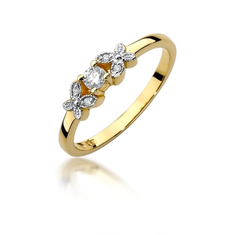 Przejdź do produktu Pierścionek zaręczynowy z żółtego złota z diamentami 0,12ct Fire Of Love