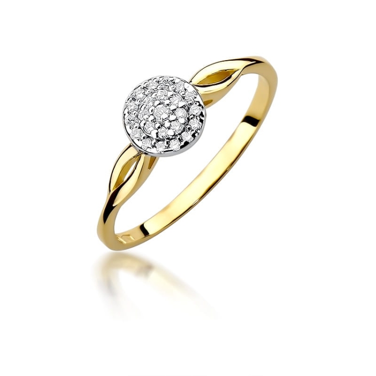 Pierścionek zaręczynowy z żółtego złota z diamentami 0,12ct Fire Of Love BW-421
