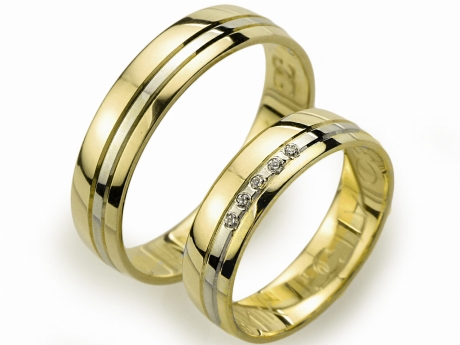 Przejdź do produktu Obrączki ślubne z żółtego złota półokrągłe z cyrkoniami 5mm Always